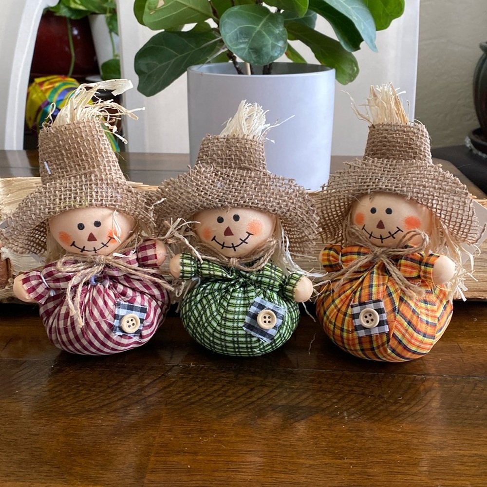 Fall Decorations 3 Mini Scarecrows